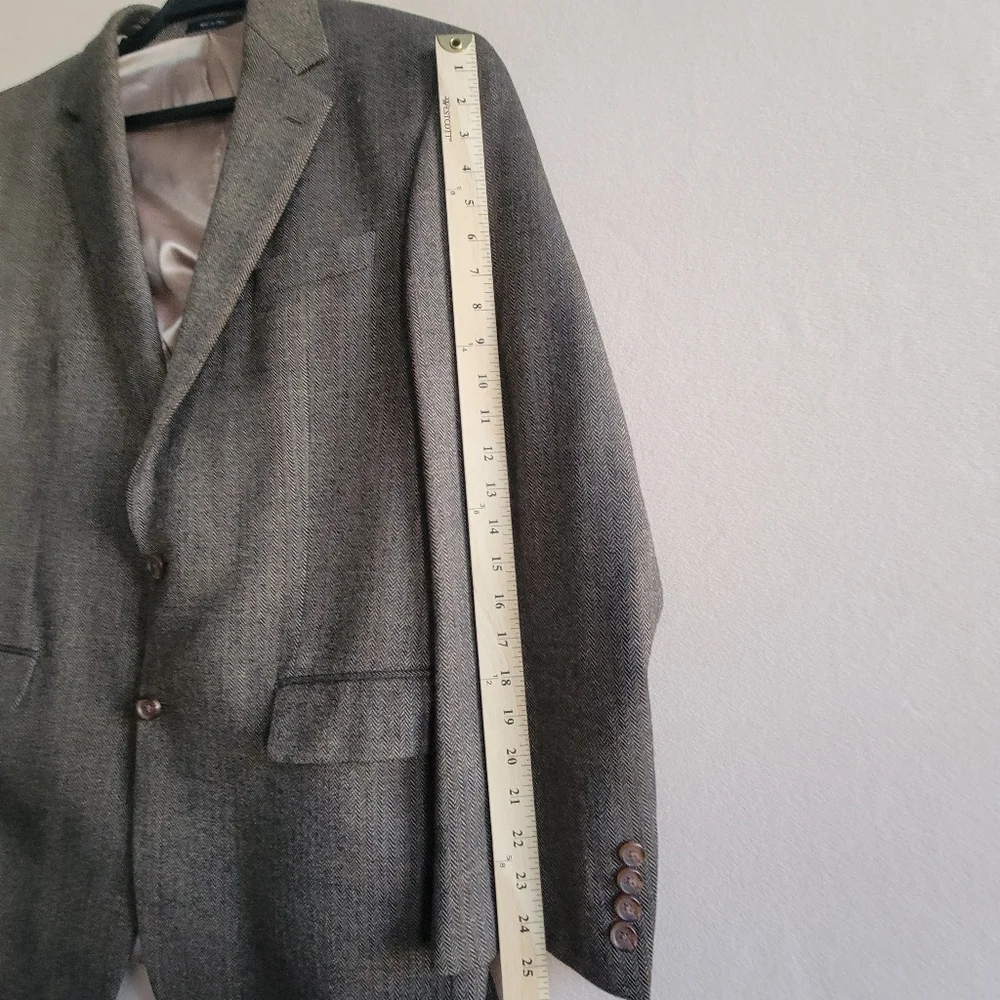 Lauren‎ Ralph Lauren Tweed Herringbone 100% Lambswool Brown Blazer Size 43L